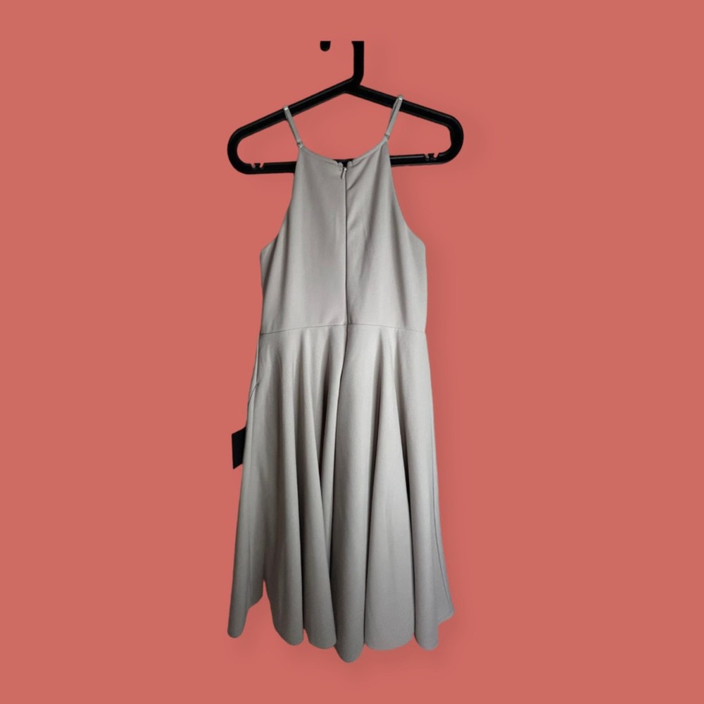 🩶 NWT LULU'S IRRESISTIBLE CHARM GREY MIDI A-LINE FIT & FLARE SZ S SOLD OUT - Picture 7 of 12